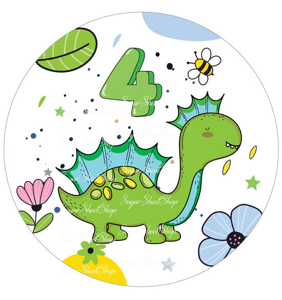 Apaļš attēls kūkai DINO 55