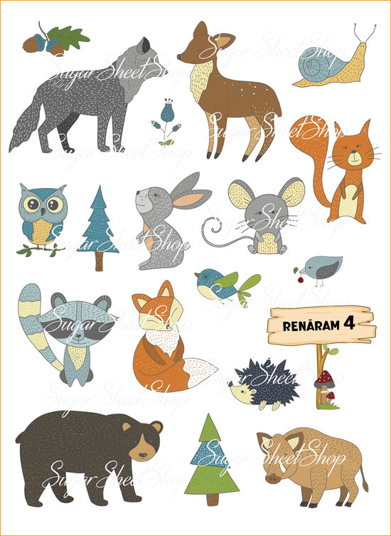 Ēdamu dekoru komplekts MEŽA ZVĒRI 22