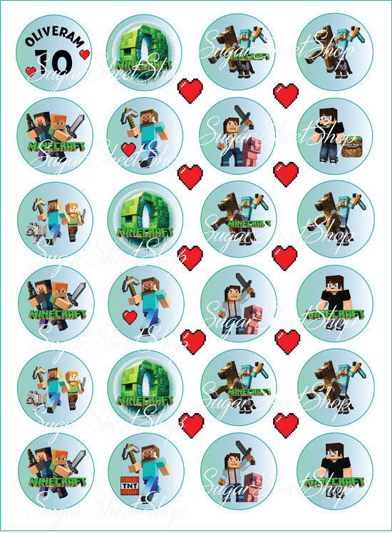 Ēdami dekori kēksiņiem, kūciņām MINECRAFT 20