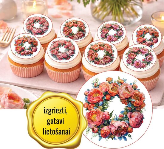 Ēdami vafeles dekori PEONIJAS 11