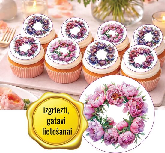 Ēdami vafeles dekori PEONIJAS 12