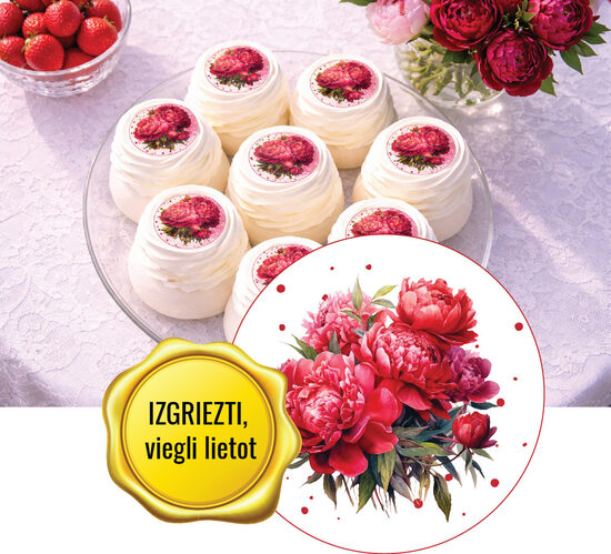 Ēdami vafeles dekori SARKANAS PEONIJAS 