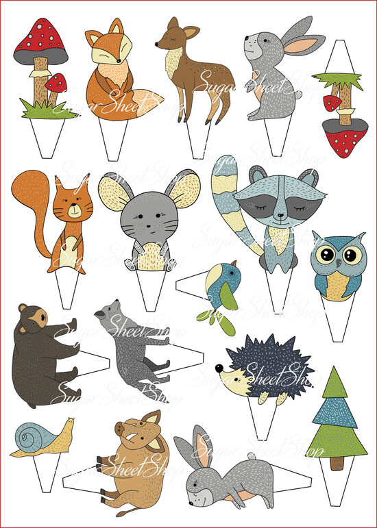 Ēdami vafeles dekori MEŽA DZĪVNIEKI 5