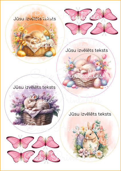 Ēdamu dekoru komplekts bento kūkām LIELDIENAS 2