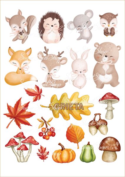 Ēdamu dekoru komplekts MEŽA ZVĒRI 3