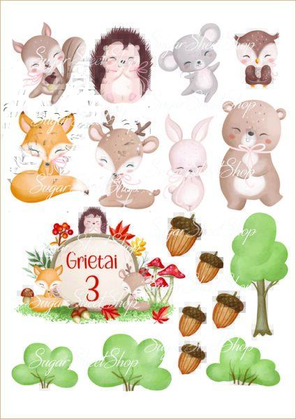 Ēdamu dekoru komplekts MEŽA ZVĒRI 6