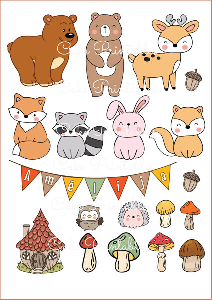 Ēdamu dekoru komplekts MEŽA ZVĒRI 1