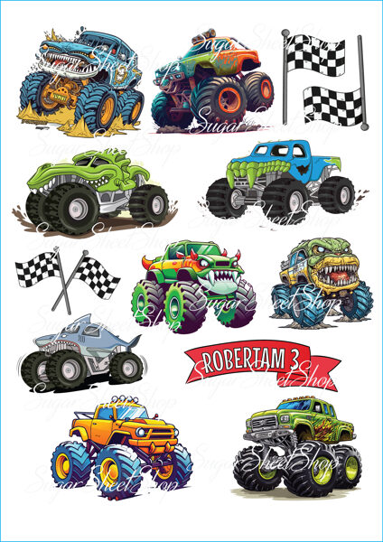 Ēdamu dekoru komplekts AUTO MONSTER TRUCK 2