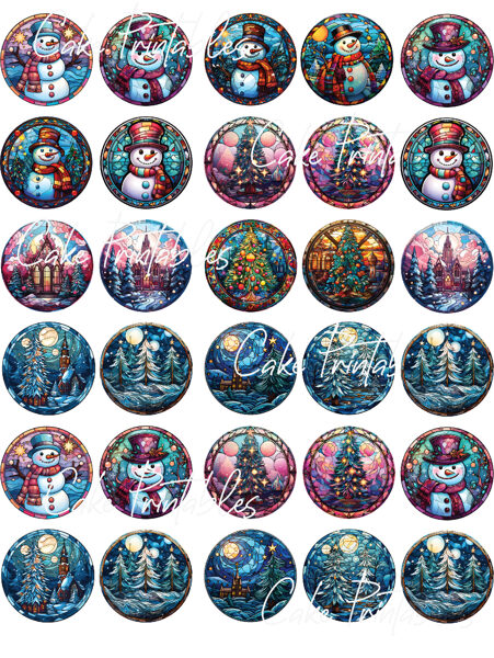 Apaļi dekori kēksiņiem, piparkūkām, virtuļiem "Ziemassvētki 2"