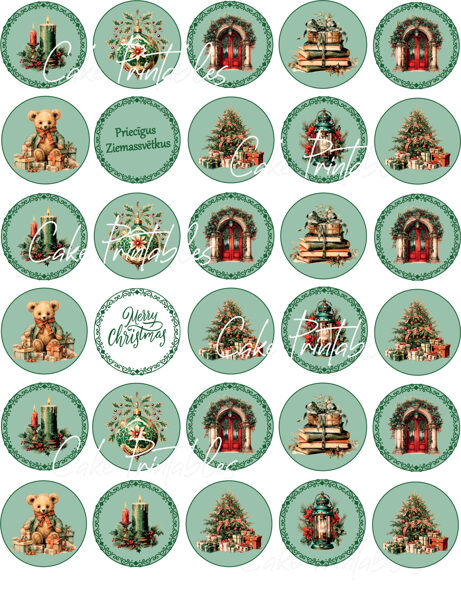 Apaļi dekori kēksiņiem, piparkūkām, virtuļiem ZIEMASSVĒTKI 3