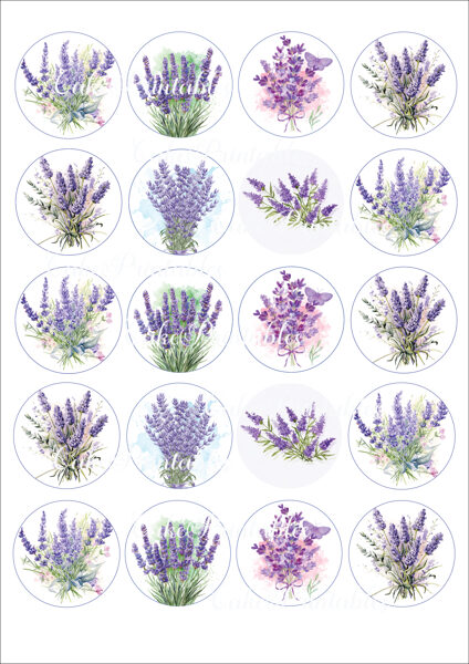 Ēdami dekori virtuļiem, kūciņām LAVANDA 1