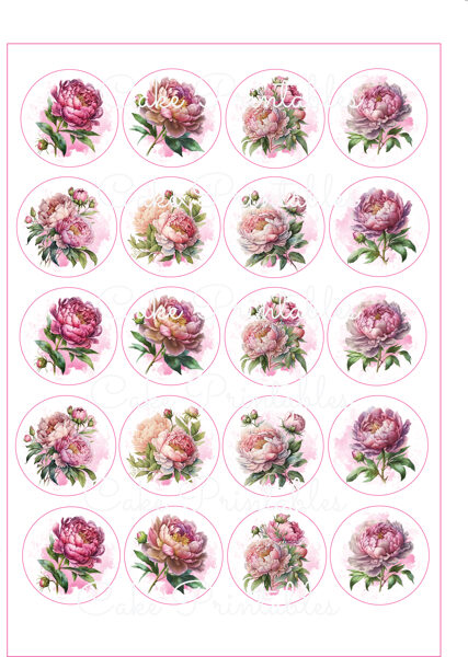 Ēdami dekori virtuļiem, kūciņām PEONIJA 1