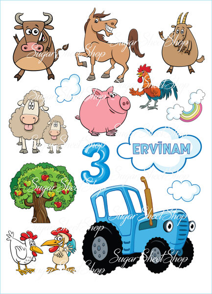 Ēdamu dekoru komplekts ZILAIS TRAKTORIŅŠ 2