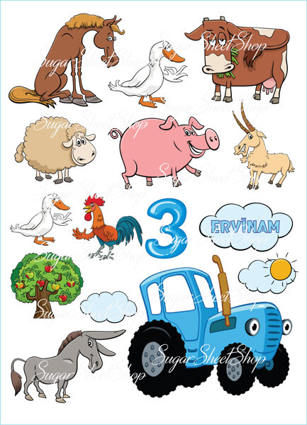 Ēdamu dekoru komplekts ZILAIS TRAKTORIŅŠ 3